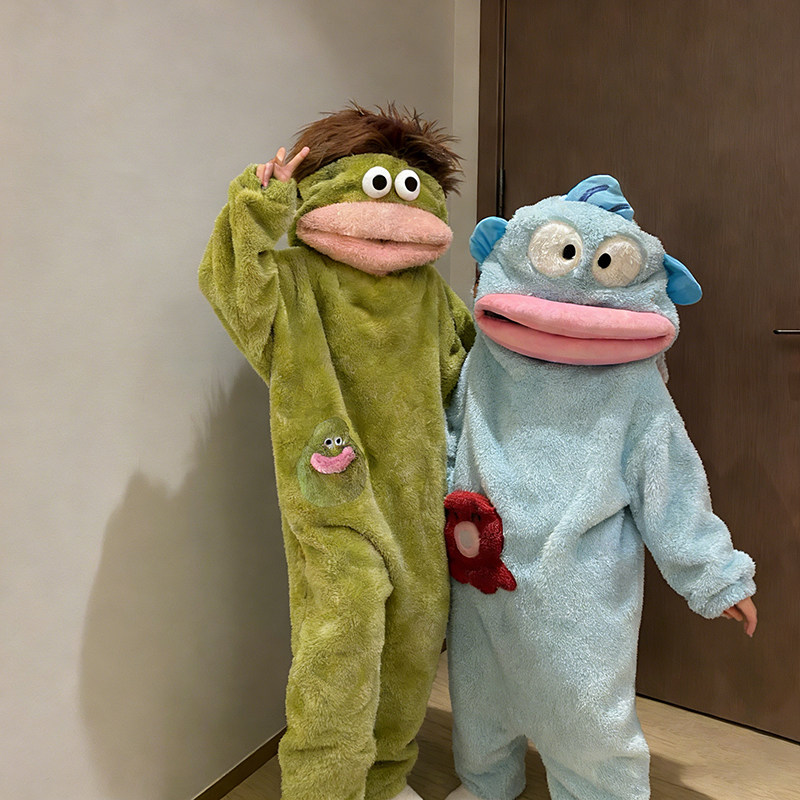 亲子一家子丑萌搞怪连体儿童睡衣保暖丑鱼大嘴怪男女童冬季珊瑚绒,淘宝优惠券,粉丝福利购,淘宝优惠卷