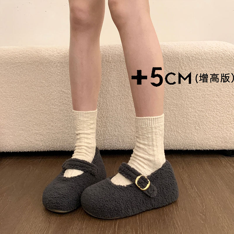 巨好看内增高厚底白色毛毛鞋女2025新款冬季玛丽珍棉鞋豆豆鞋毛绒,淘宝优惠券,粉丝福利购,淘宝优惠卷