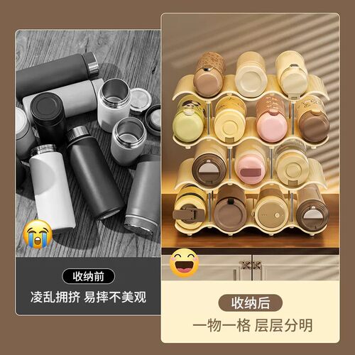 水杯收纳架架子置物架多层可叠加防尘保温杯大容量客厅吧台茶杯架 - 图0