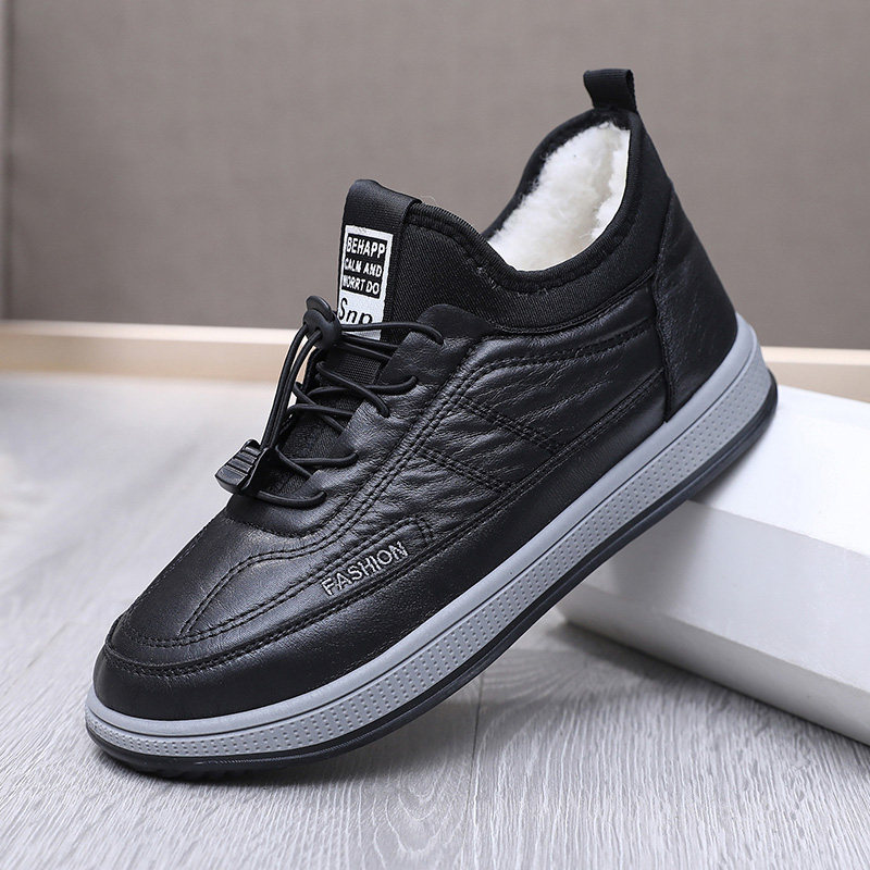 男士棉鞋加绒保暖休闲鞋冬季新款皮面潮流中老年爸爸一脚蹬懒人鞋,淘宝优惠券,粉丝福利购,淘宝优惠卷