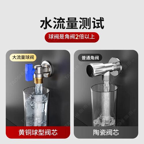 球阀三角阀全铜大流量全开角阀燃气热水器专用4分冷热水球芯球形 - 图3