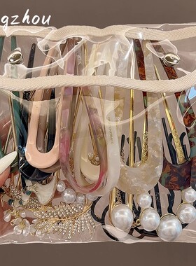 u型发钗发簪子珍珠女新中式