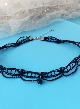 CHOKER纯银白蕾丝少女超仙锁骨链