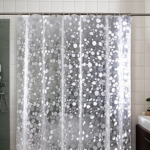卫生间免打孔防水防霉半透浴帘浴室淋浴洗澡帘隔断窗帘挂帘门帘 - 图0