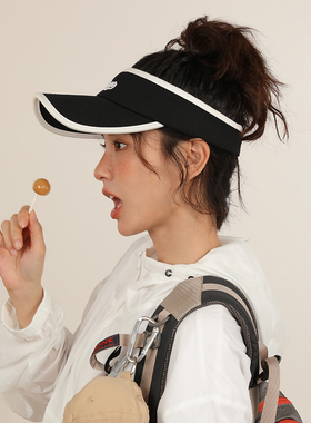 运动空顶帽子女2026春夏季新款防晒鸭舌帽遮阳帽男红色白色帽檐