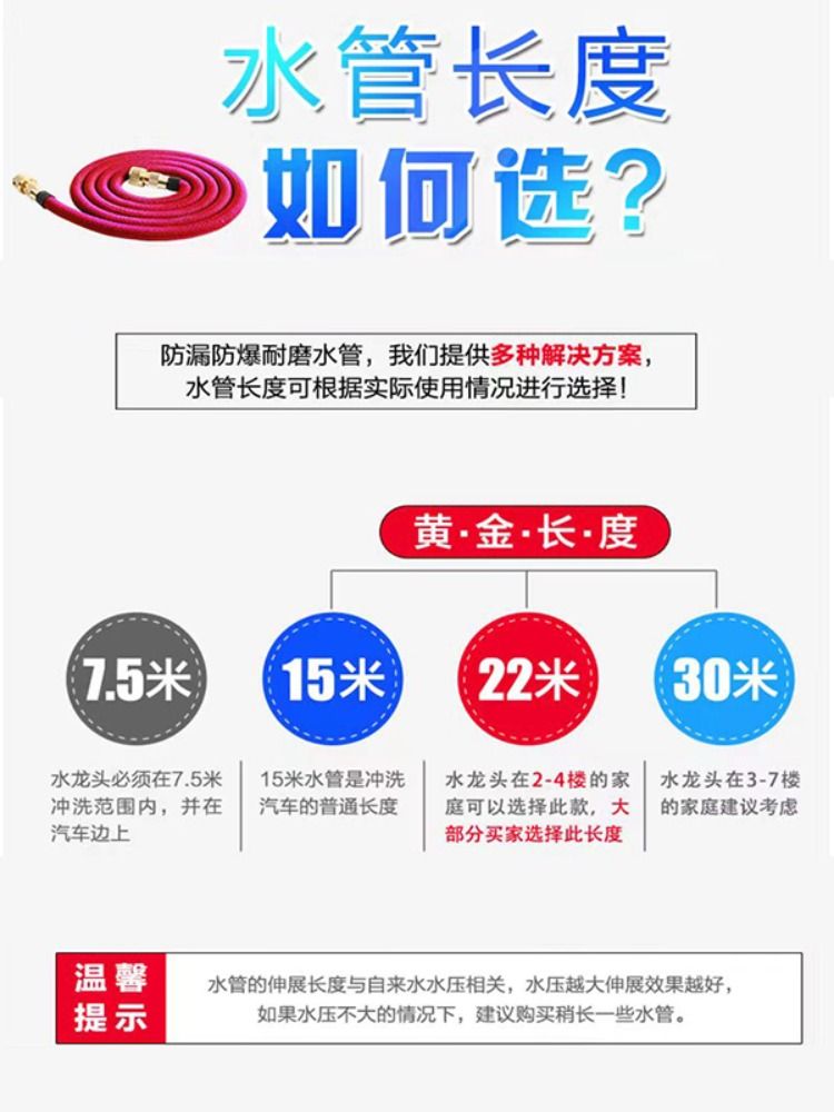 高压洗车水枪家用伸缩水管水抢喷头软管冲刷浇花洗地4分喷水增压