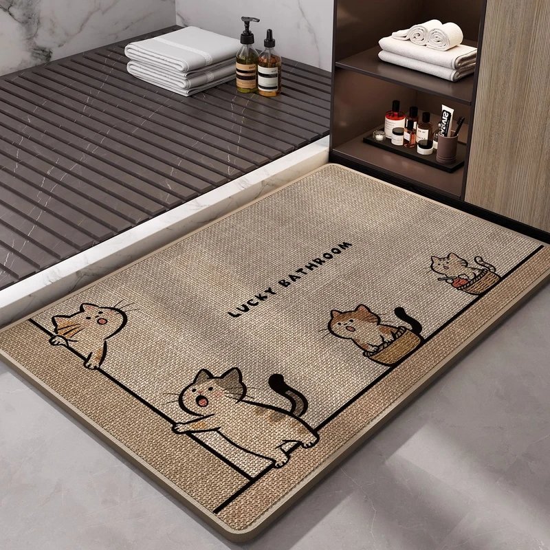 Bathroom linen floor mat woven water-absorbent and quick-drying bathroom toilet door special non-slip foot carpet