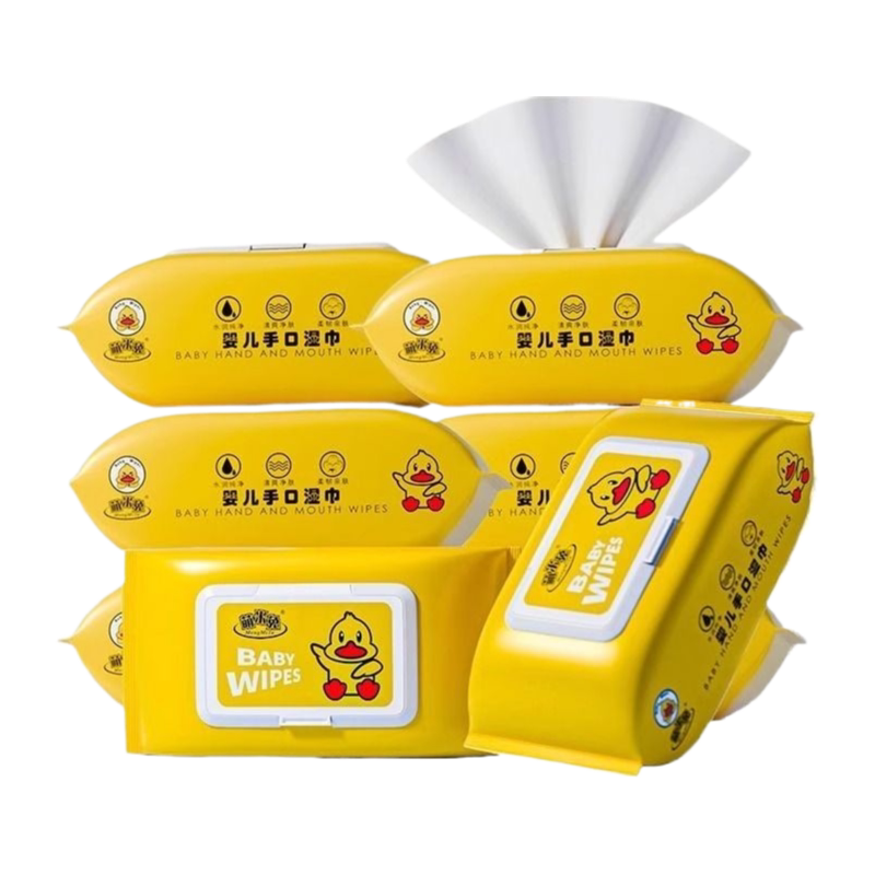 小黄鸭湿巾婴儿手口专用大包带盖湿纸巾新生婴儿用品家用成人40抽