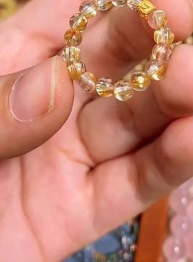 「招财金晶」金发晶戒指招财转运金发晶串珠指环轻奢小众复古指环