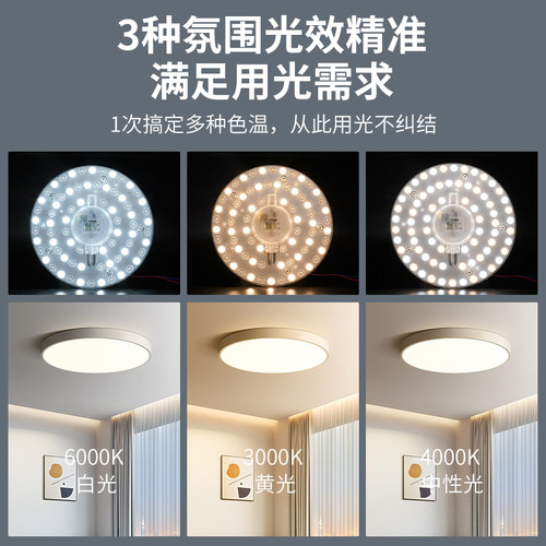 吸顶灯led灯芯替换芯圆形改造灯板家用超亮替换光源节能灯盘灯条 - 图0