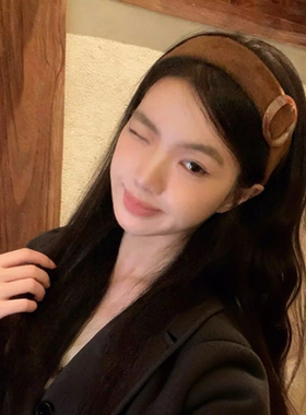韩系美拉德圆环宽边发箍女