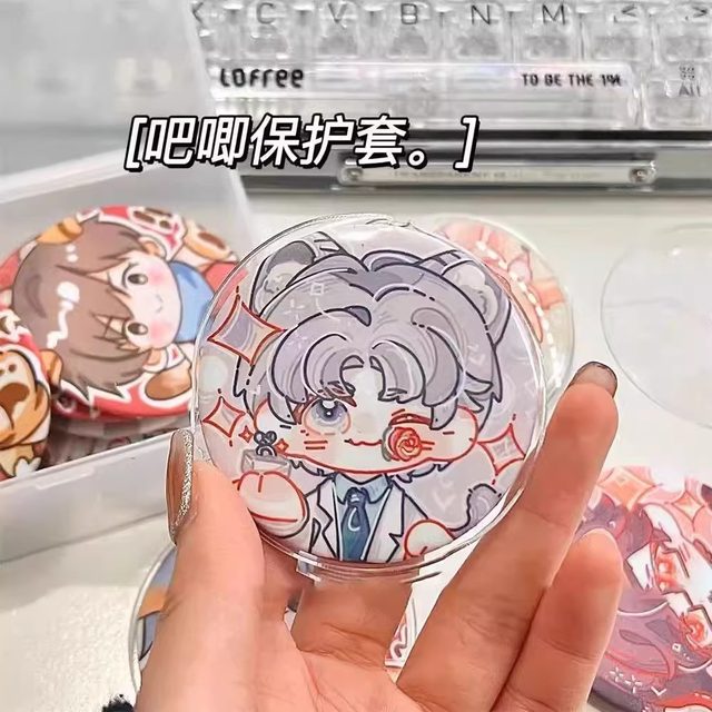 Ins 58mm barji pendant protective cover 78mm transparent round badge anti-fall animation peripheral millet storage set transparent love little red book same style card cover self-enclosure dustproof high translucent and thick