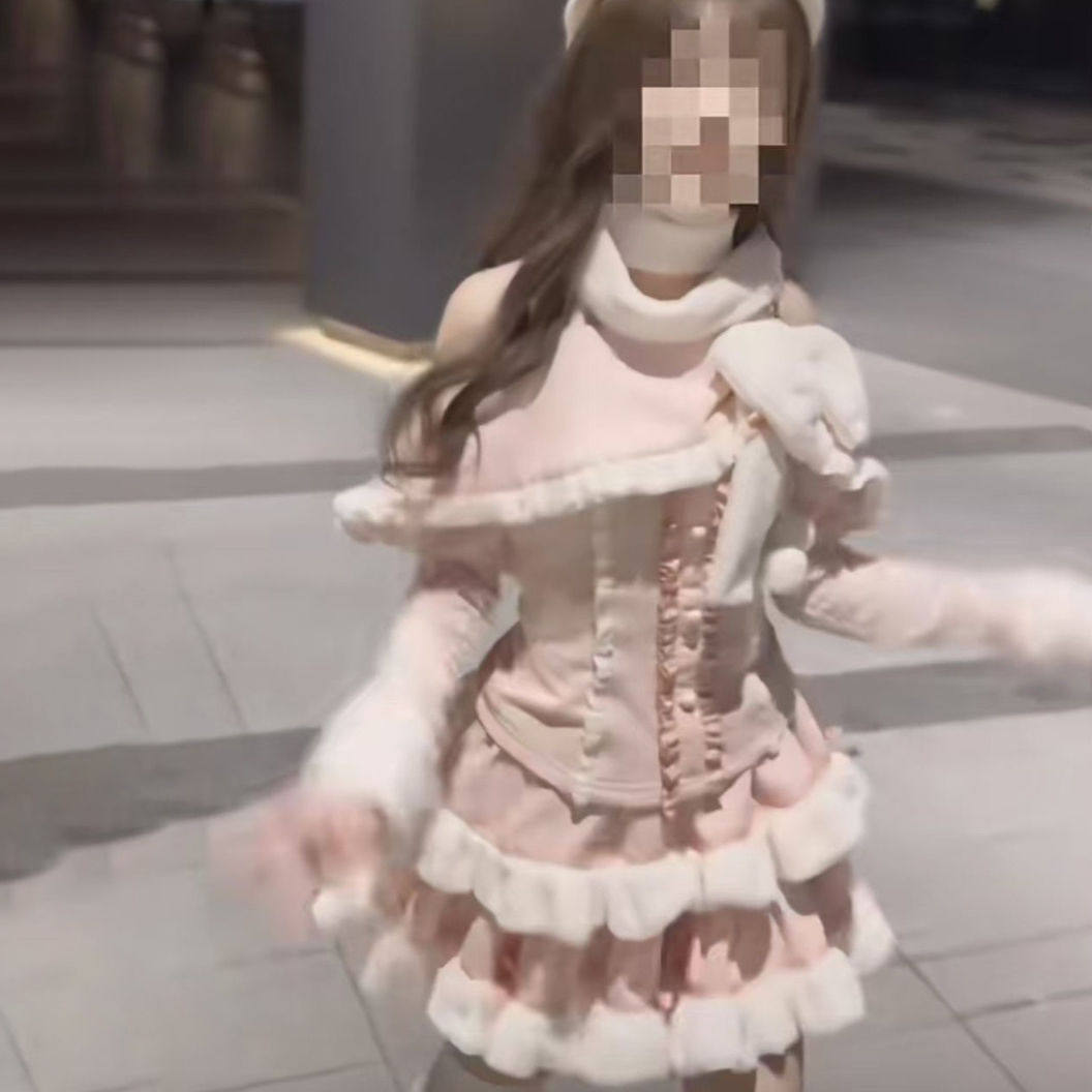 大码显瘦甜美冬季新款可爱蝴蝶结设计感上衣氛围蛋糕短裙两件套女,淘宝优惠券,粉丝福利购,淘宝优惠卷