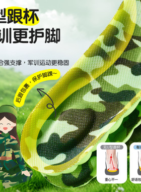 军训鞋垫踩屎感久站不累加厚软底鞋垫子减震防臭防痛乳胶吸汗舒适