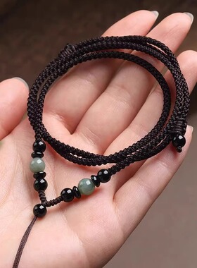 手工编织翡翠黑曜石项链绳黄金挂件绳平安扣玉吊坠挂绳玉佩佛绳子