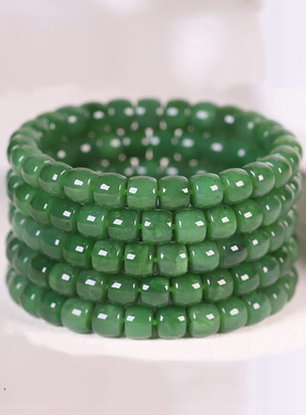 国风新疆和田碧玉手串真玉石少女正品绿手链妈妈菠菜绿阳绿多规格