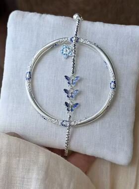 【蓝花蝶】新中式高颜值蝴蝶手链vintage手环高级感闺蜜叠戴手饰