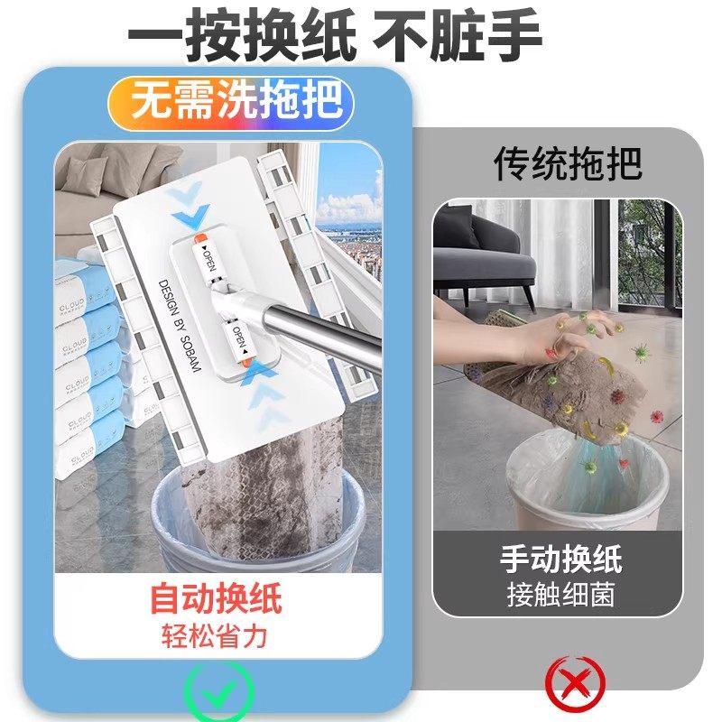 洗脸巾小拖把夹布懒人迷你拖把洗面巾自动地拖免手洗吸水可夹加长,淘宝优惠券,粉丝福利购,淘宝优惠卷