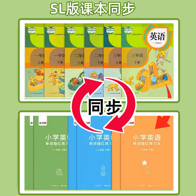 小学生英语字帖一年级起点sl版人教版同步单词练字帖字贴二三四五六上册下册儿童英文26个字母句子描红本1-6年级默写练习本册训练 - 图0