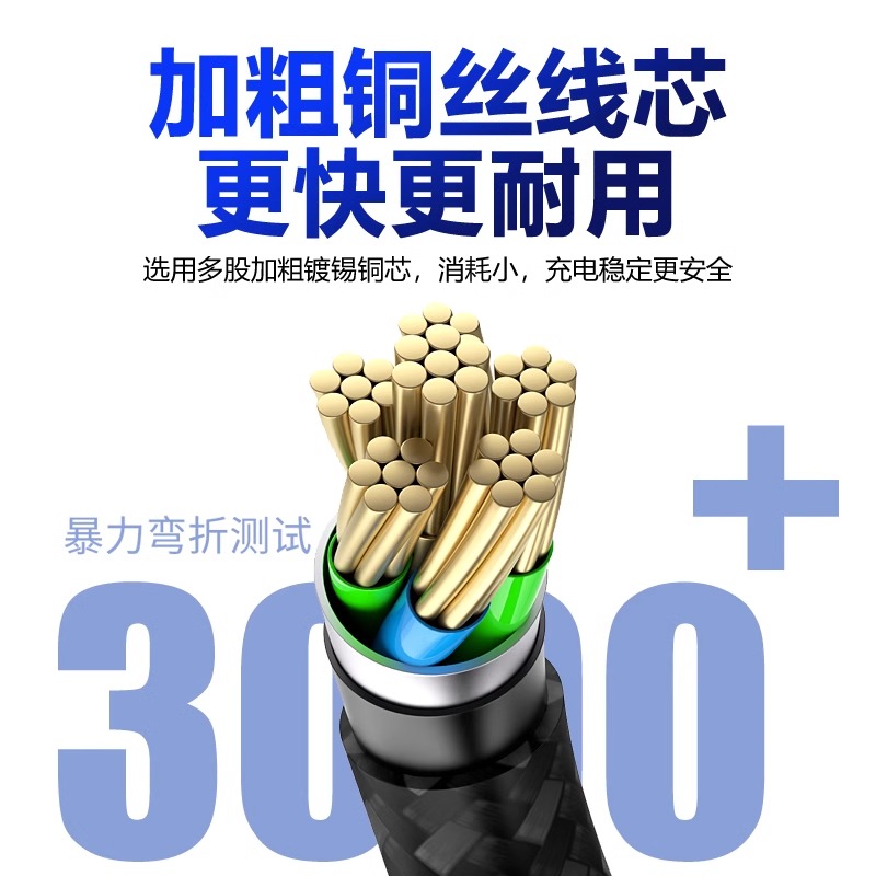 120W超级快充6A一拖三数据线三合一充电线器三头多功能适用于华为vivo苹果oppo手机type-c安卓车载充电宝神奈 - 图1