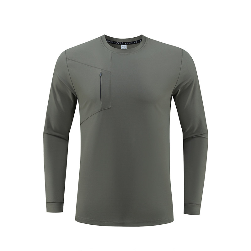 2025新款长袖胸前口袋圆领卫衣速干运动T恤衫男士户外健身跑步服,淘宝优惠券,粉丝福利购,淘宝优惠卷