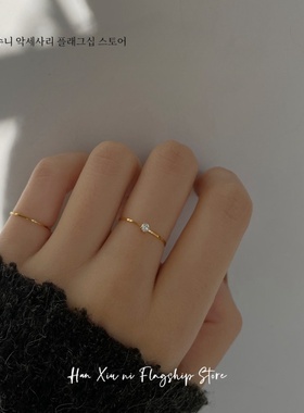 不掉色14K极细包金钛钢钻戒