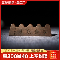 Black Catalwood Pen Holder Solid Wood Pen Holder Brush Holder Red Wood Inlaid Copper Five Finger Peak Pen Holder Pen Holder Brush Mountain House Four Treasures Hanging Rack Creative Pen Pillow Book House Swing Piece With Calligraphic Supplies Practice Calligraphy