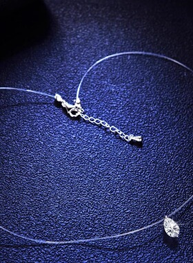 人鱼之泪水滴莫桑石项链925银吊坠单钻隐形鱼线新款礼物情人节