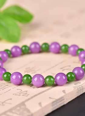 新款时尚紫云母手串女款紫色玉手链送妈妈女友礼物精致圆珠串学生