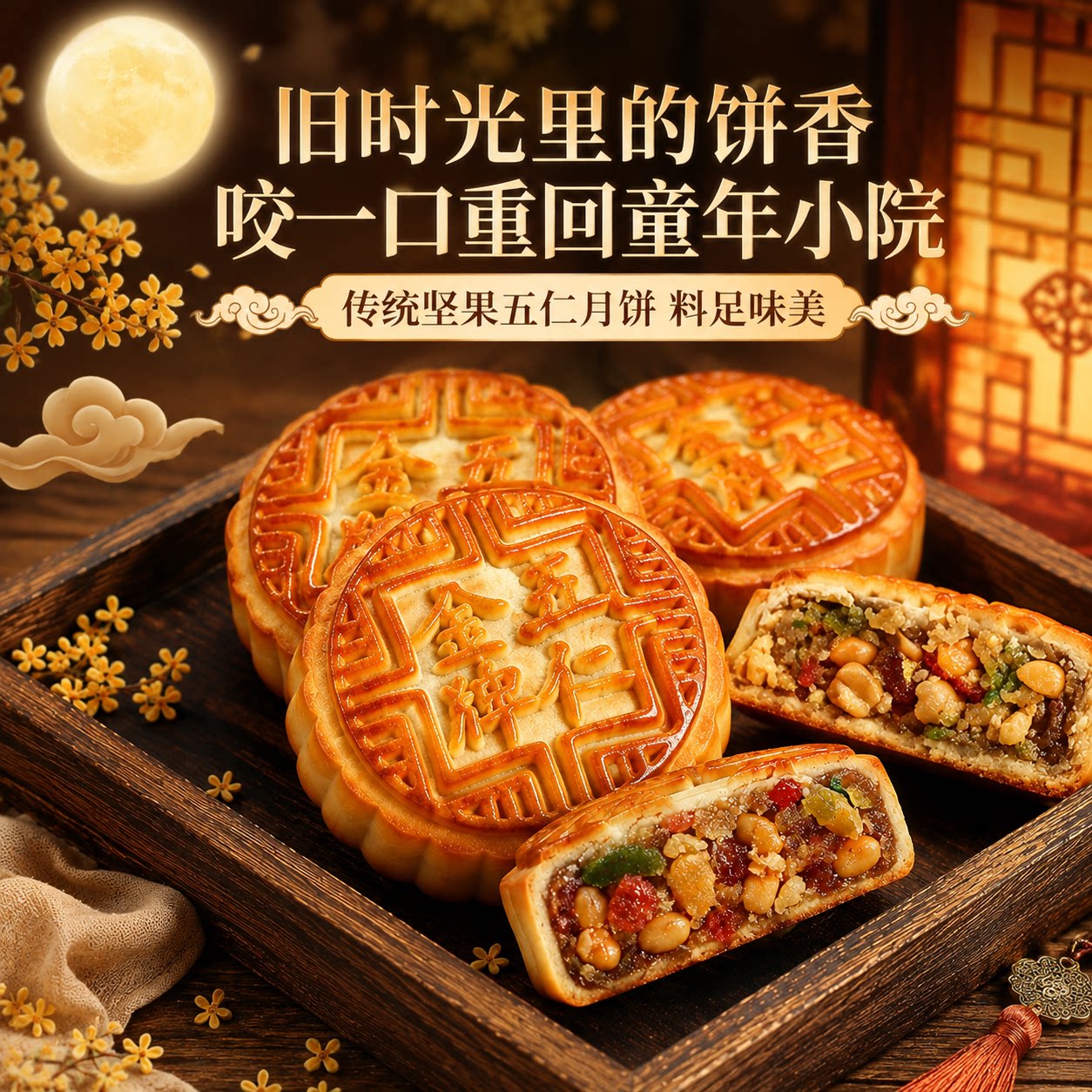 胖正宗老式五仁月饼东来官方旗舰店广式糕点手工中秋月饼2025新款