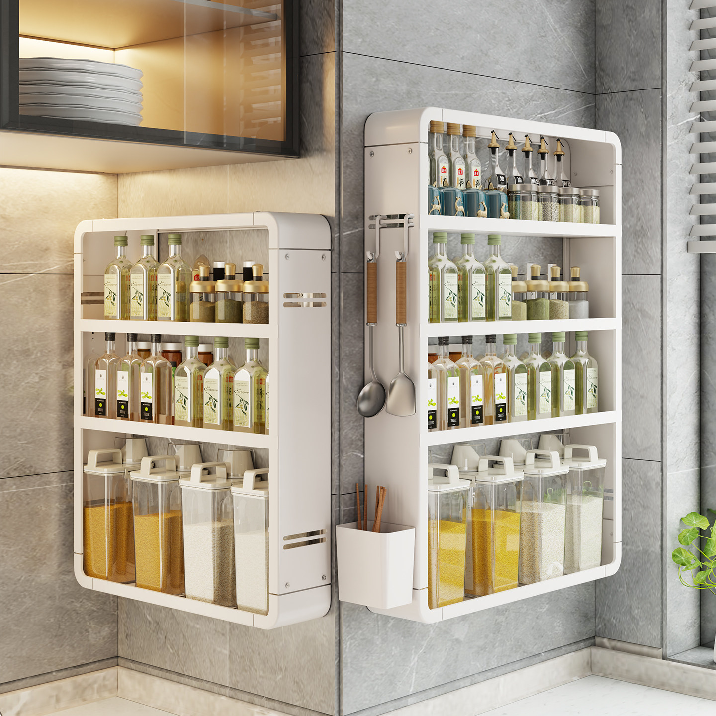 厨房壁挂置物架调料架免打孔墙上多功能多层收纳架储物家用调料架,淘宝优惠券,粉丝福利购,淘宝优惠卷