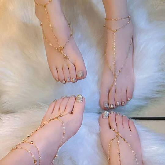 Anklets for women's new foot rings and leg chain jewelry sexy exotic foot chain golden trendy pure and high-end instep chain