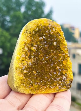 紫水晶洞摆件烤色黄水晶洞晶镇晶簇消磁净化石招财水晶石家居办公