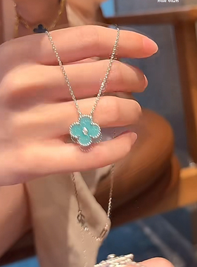 全新高定品质薄荷绿粉蔷薇石天河石粉贝母中钻项链圣诞款项链