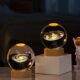 Birthday gift for girls, crystal ball with carved luminous night light, creative desktop decoration, wooden base