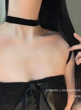 欧美哥特式饰品项链女简约choker锁骨链项圈颈链黑色丝绒布颈带