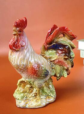 创意欧式家居装饰品陶瓷公鸡母鸡可爱镇宅对鸡电视柜摆件结婚礼品
