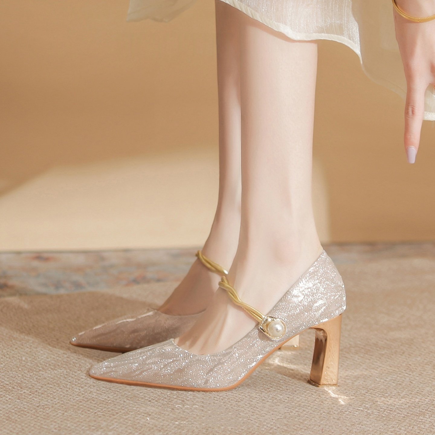 绝美粗跟尖头高跟鞋女新款婚纱主婚鞋秀禾两穿订婚新娘鞋伴娘单鞋,淘宝优惠券,粉丝福利购,淘宝优惠卷