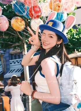 卡通帽子朱迪兔子警官女生儿童礼帽迪士尼圆顶兔耳朵装饰拍照发箍