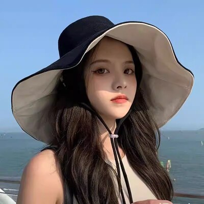 2026新款帽子女夏季遮阳帽防晒渔夫帽防紫外线大帽檐遮脸防风超大