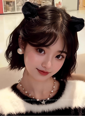 美拉德毛绒小熊耳朵抓夹女