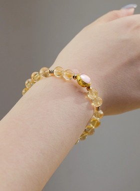 天然黄水晶手串女原創设计款水晶手链diy配饰小众ins风黄水晶手串