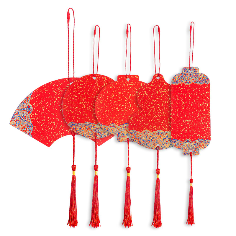 Ten thousand year red batik pendant mini Fu Ka Spring Festival handwritten blessing double-sided cardboard thickened rice paper half-cooked New Year blank sprinkled gold red paper self-written red bookmark card hanging