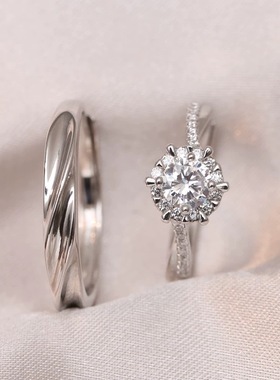 仿真钻戒星织款扭臂男女活口一对戒结婚用的戒指婚礼仪式道具人工