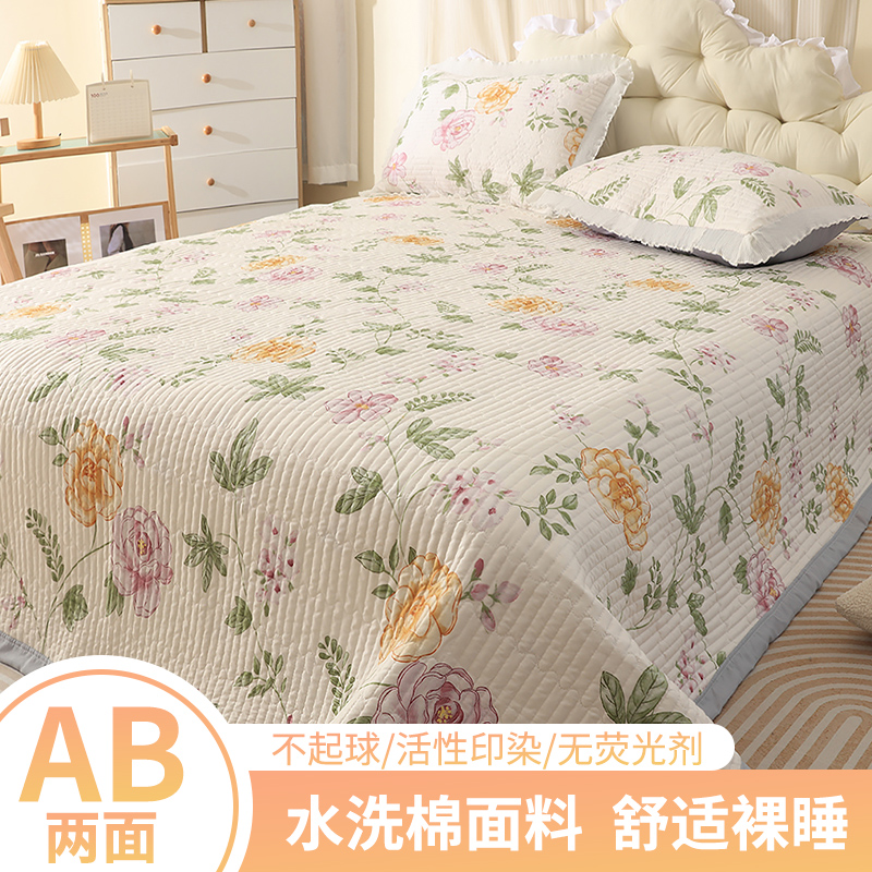新款水洗棉床盖三件套外贸床单褥子床垫四季通用双面榻榻米单人床