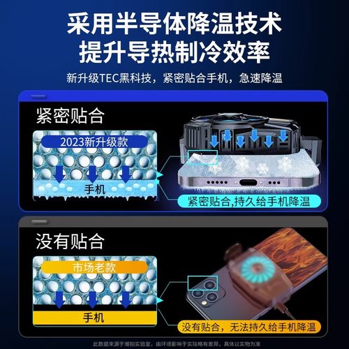 手机散热器直播专用快速降温神器适用苹果iphone黑鲨2pro一加半导体背夹静音制冷无线磁吸式充电风冷游戏风扇-图2