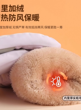 新款冬季滑雪保暖手套男女户外骑行触屏加绒骑车超厚白色防水防风