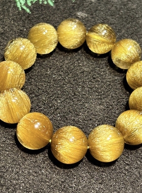 天然巴西钛晶配珠7A收藏金发晶