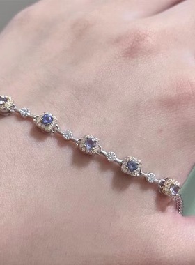 「雨雾丁香」淡蓝锆石方糖手链女轻奢小众高级感气质通勤简约手饰