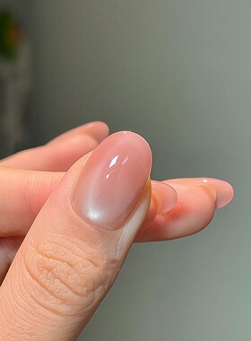 桃之夭夭渐变裸色短款显白温柔猫眼穿戴甲INS风美甲可拆卸甲片